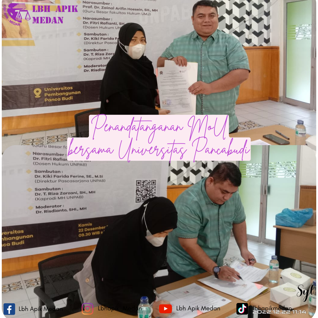 Read more about the article Penandatanganan MoU antara LBH APIK MEDAN dan Universitas Pembangunan Panca Budi